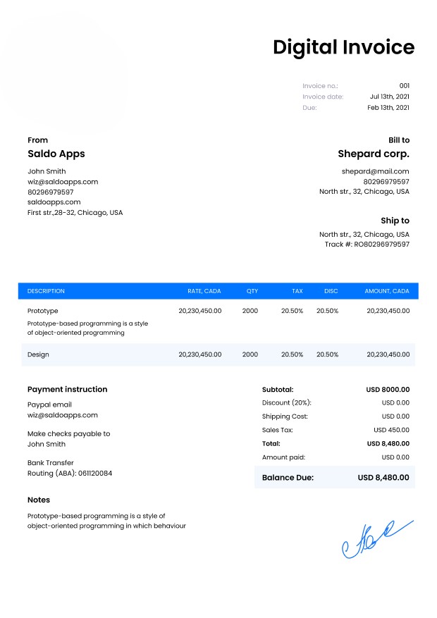 Digital Invoice